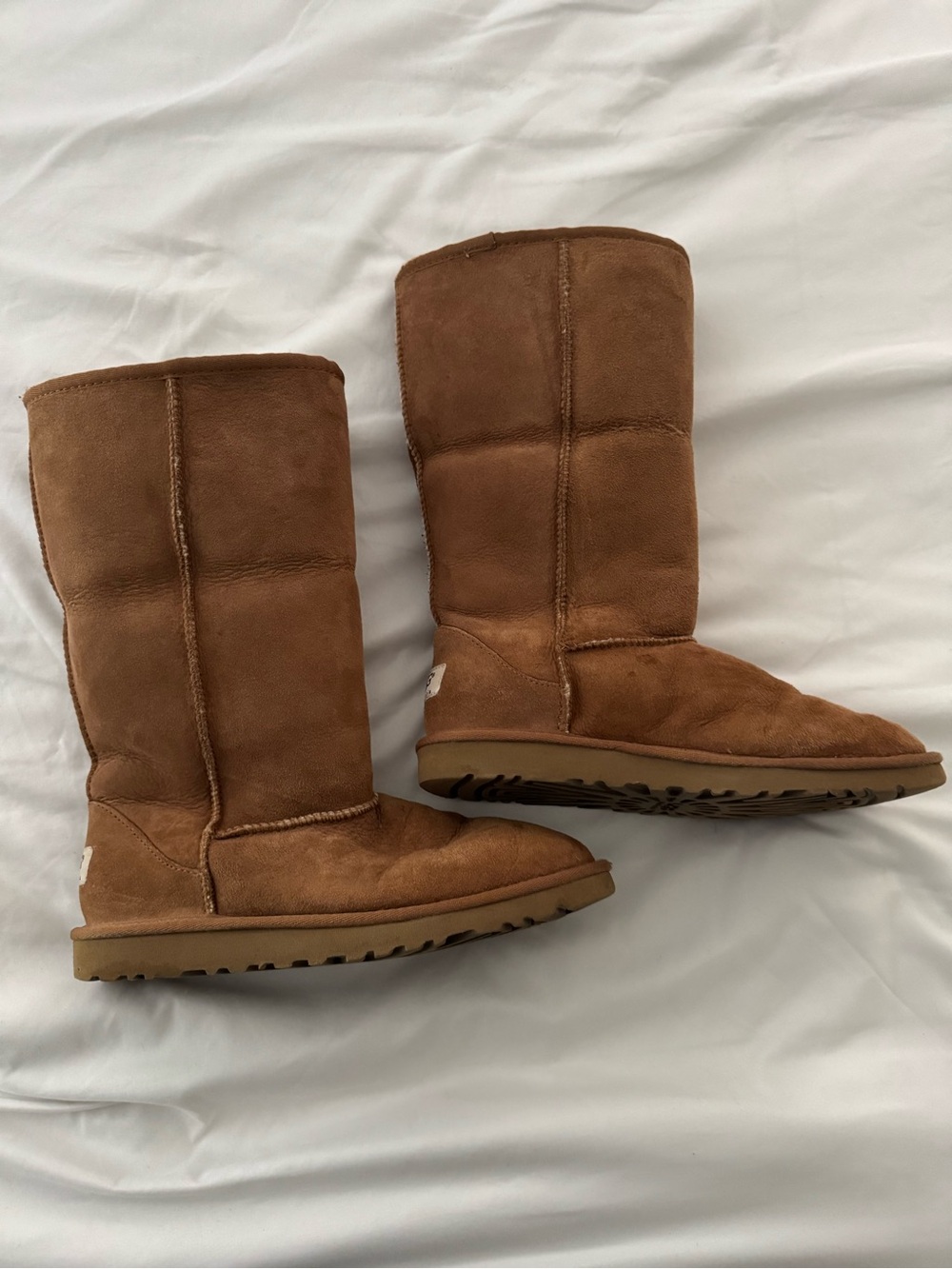 UGG Chestnut Suede Mid-Calf Shearling Boots